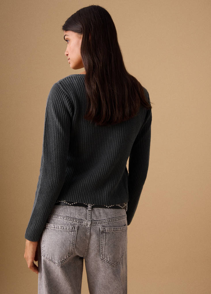 Knitted button cardigan — Charcoal