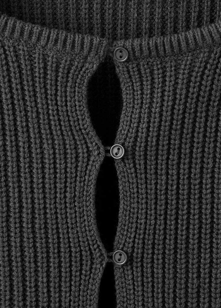 Knitted button cardigan — Charcoal