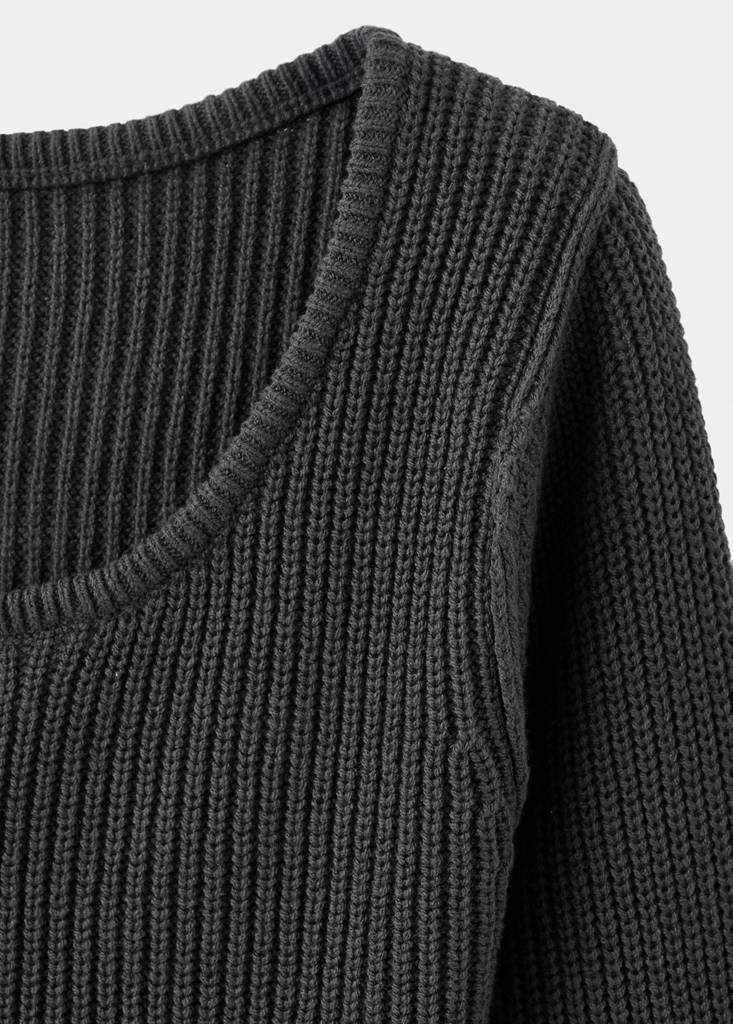 Knitted button cardigan — Charcoal