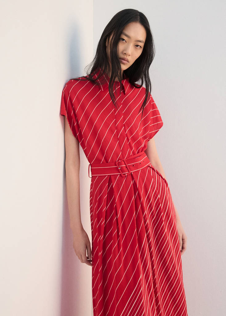 Vestido camisero rayas cinturón