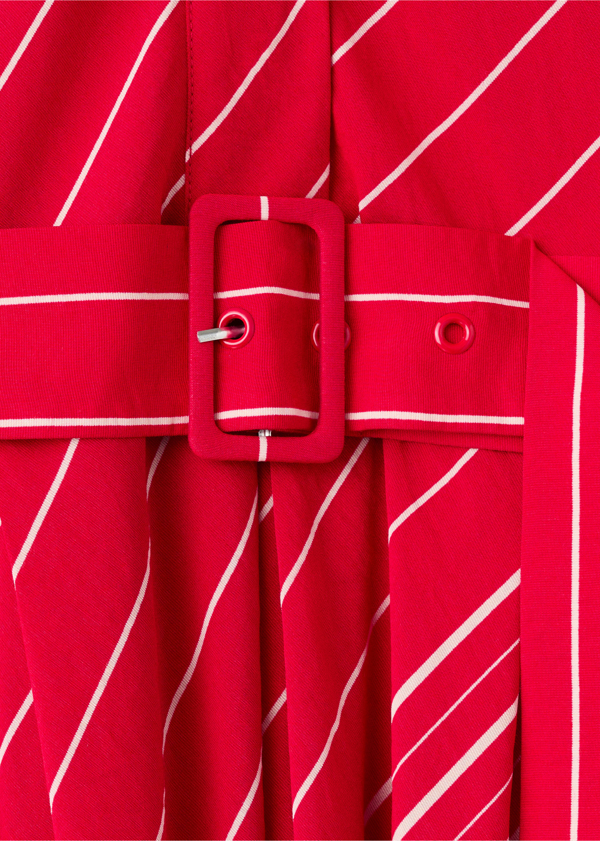 Gestreepte overhemdjurk met ceintuur - Detail van het artikel 0, Rood. Ref: 27032550-00.