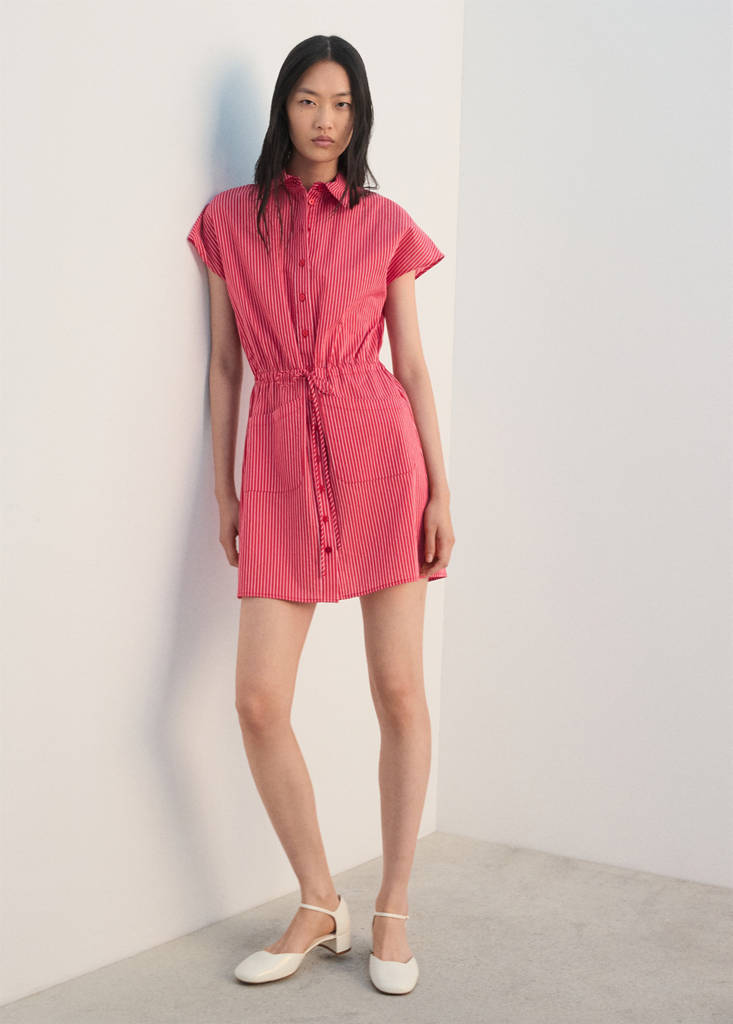 Striped shirt dress — Red