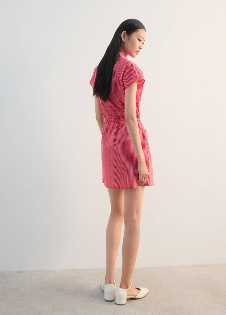 Striped shirt dress — Red