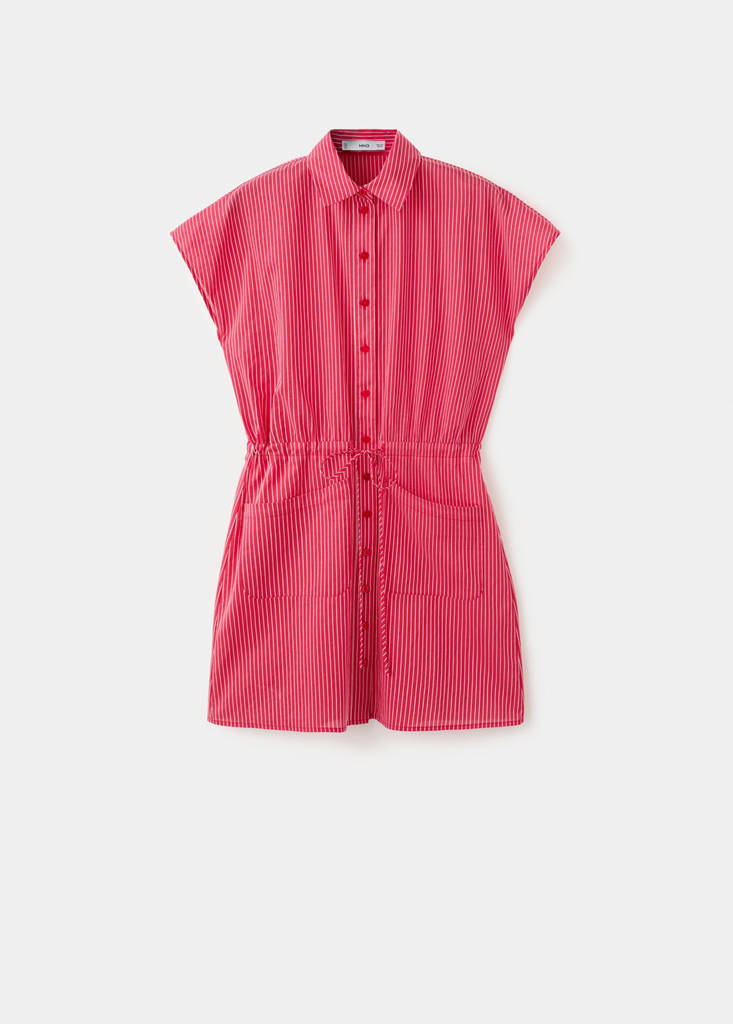 Striped shirt dress — Red