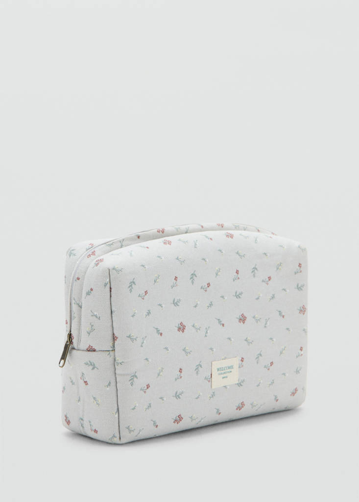 Floral-print cosmetic bag — Grey