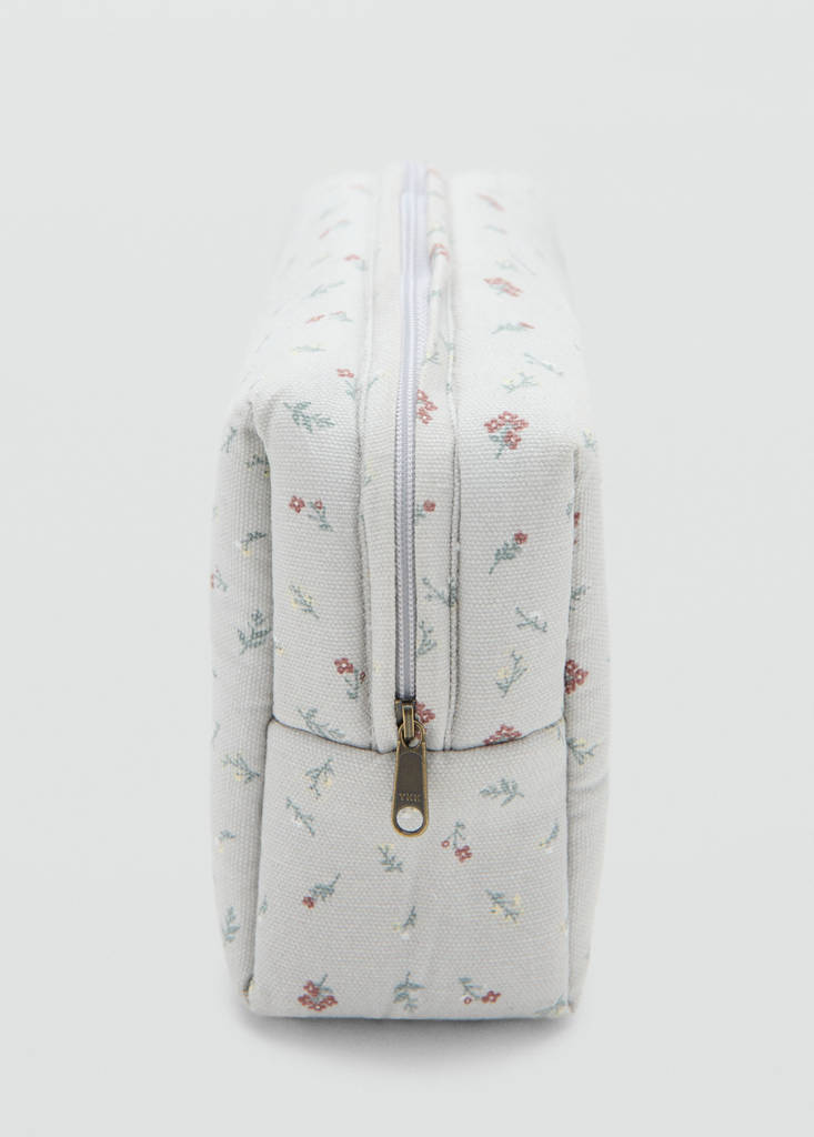 Floral-print cosmetic bag — Grey