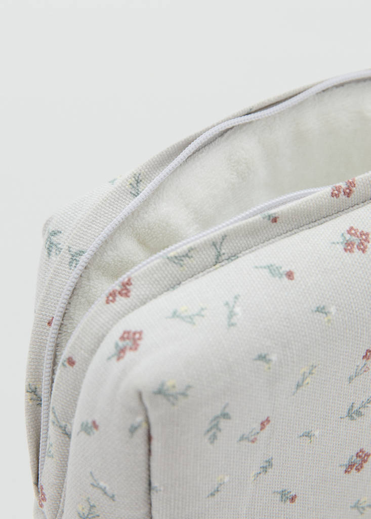 Floral-print cosmetic bag — Grey