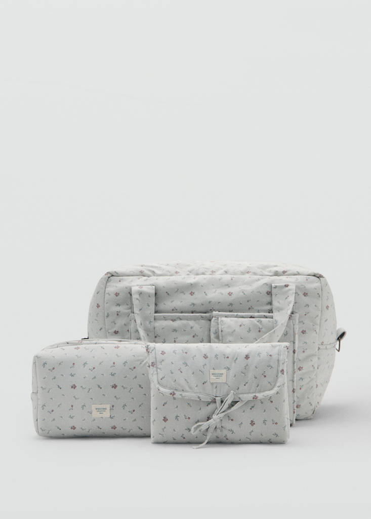 Floral-print cosmetic bag — Grey