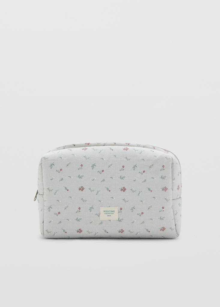 Floral-print cosmetic bag — Grey