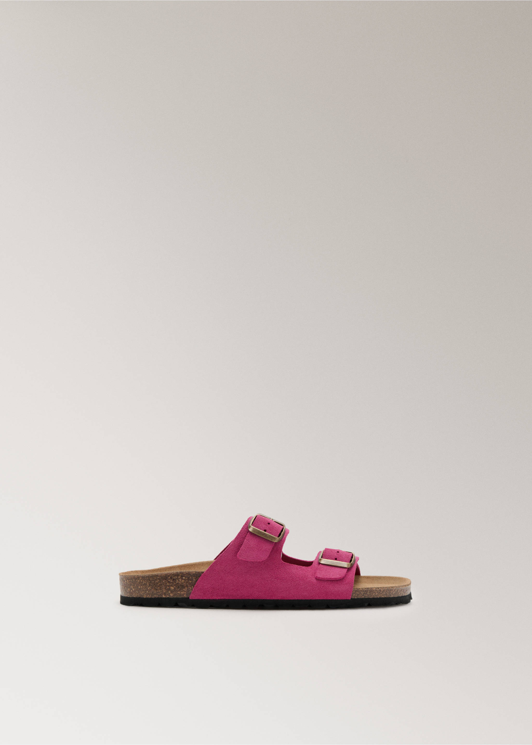 Sandalias piel doble hebilla - Artículo sin modelo, Fucsia. Ref: 27032554-00.