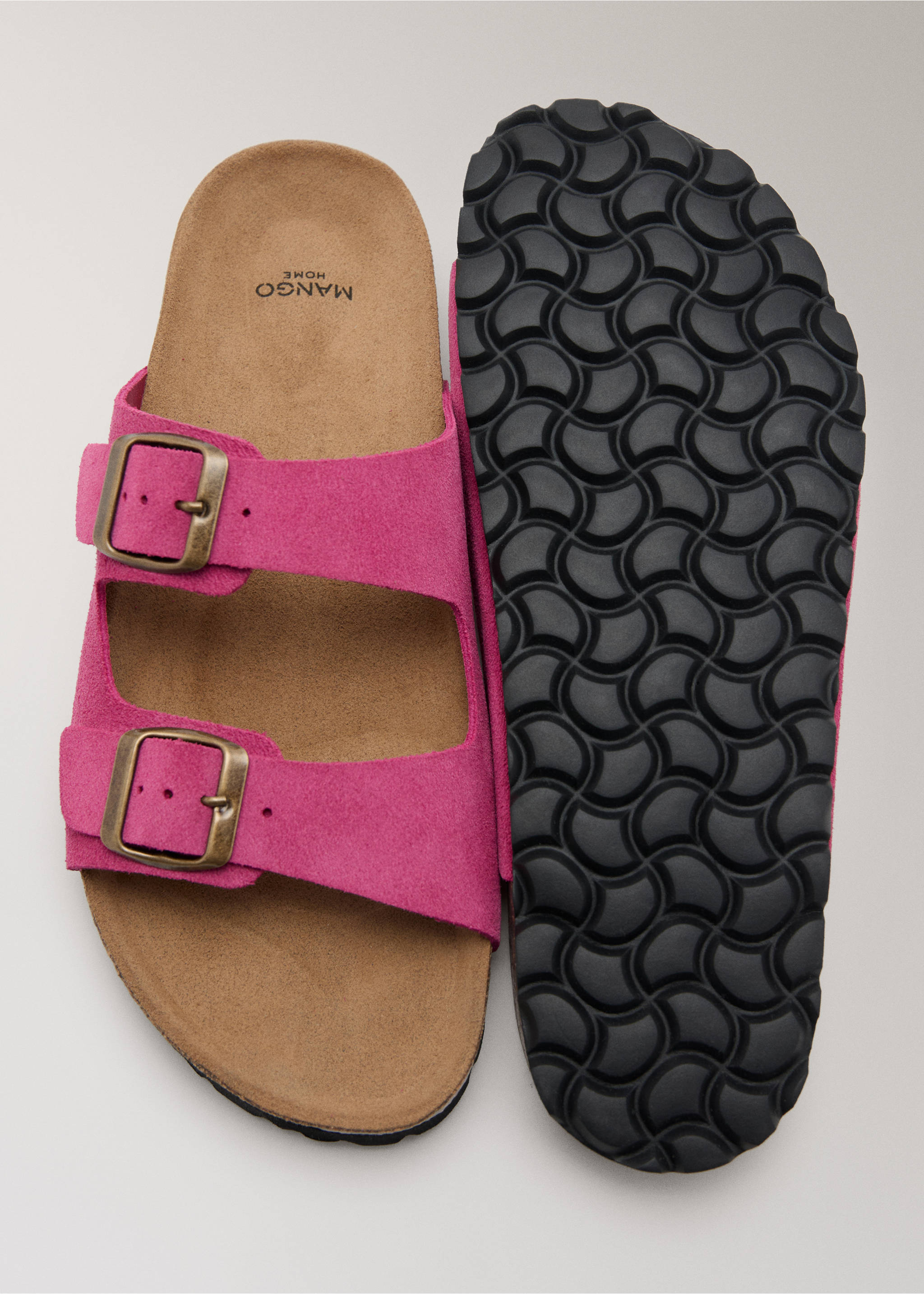 Sandalias piel doble hebilla - Detalle del artículo 3, Fucsia. Ref: 27032554-00.