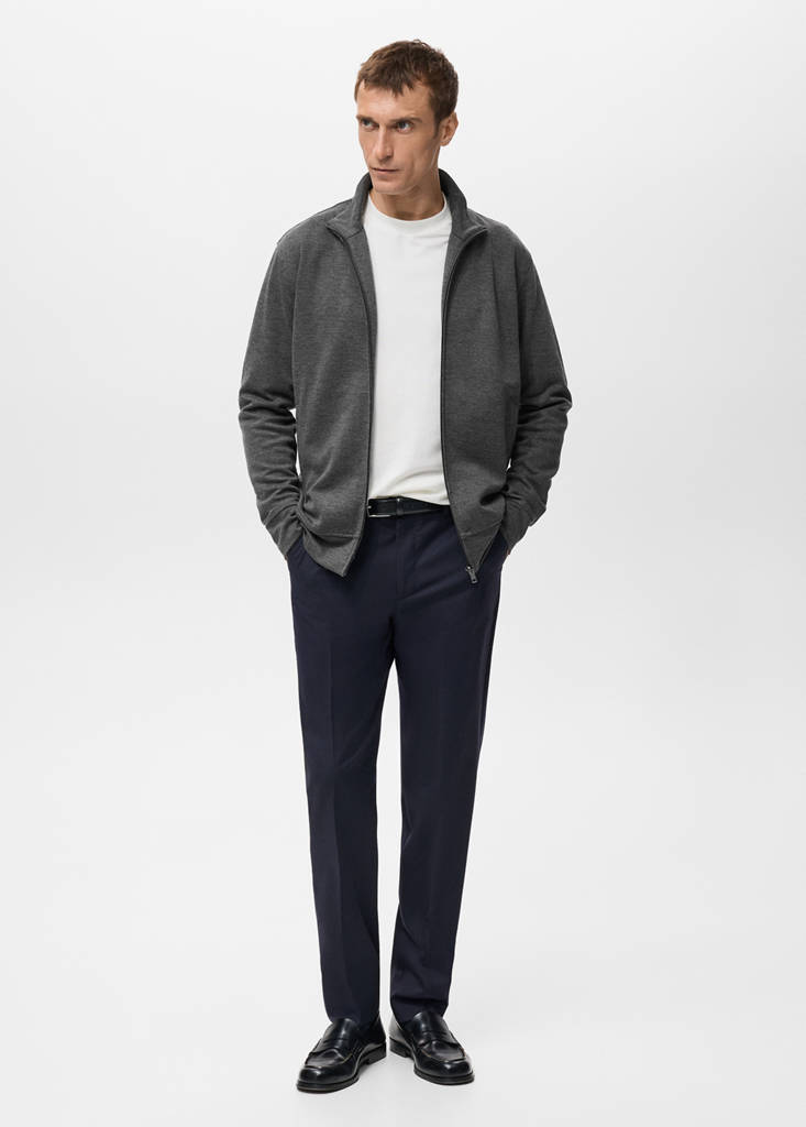 Regular-fit zip-up hoodie — Dark Heather Grey