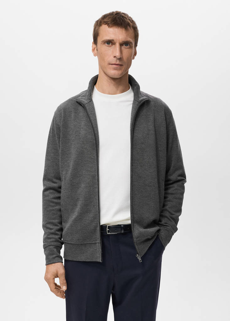 Regular-fit zip-up hoodie — Dark Heather Grey