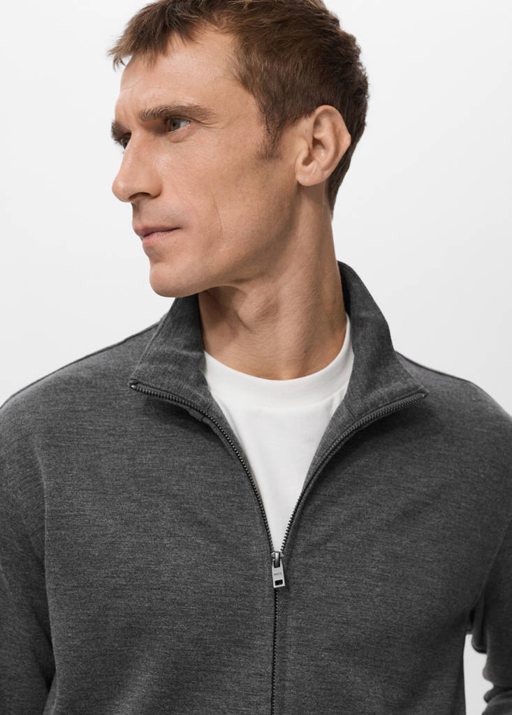 Regular-fit zip-up hoodie — Dark Heather Grey