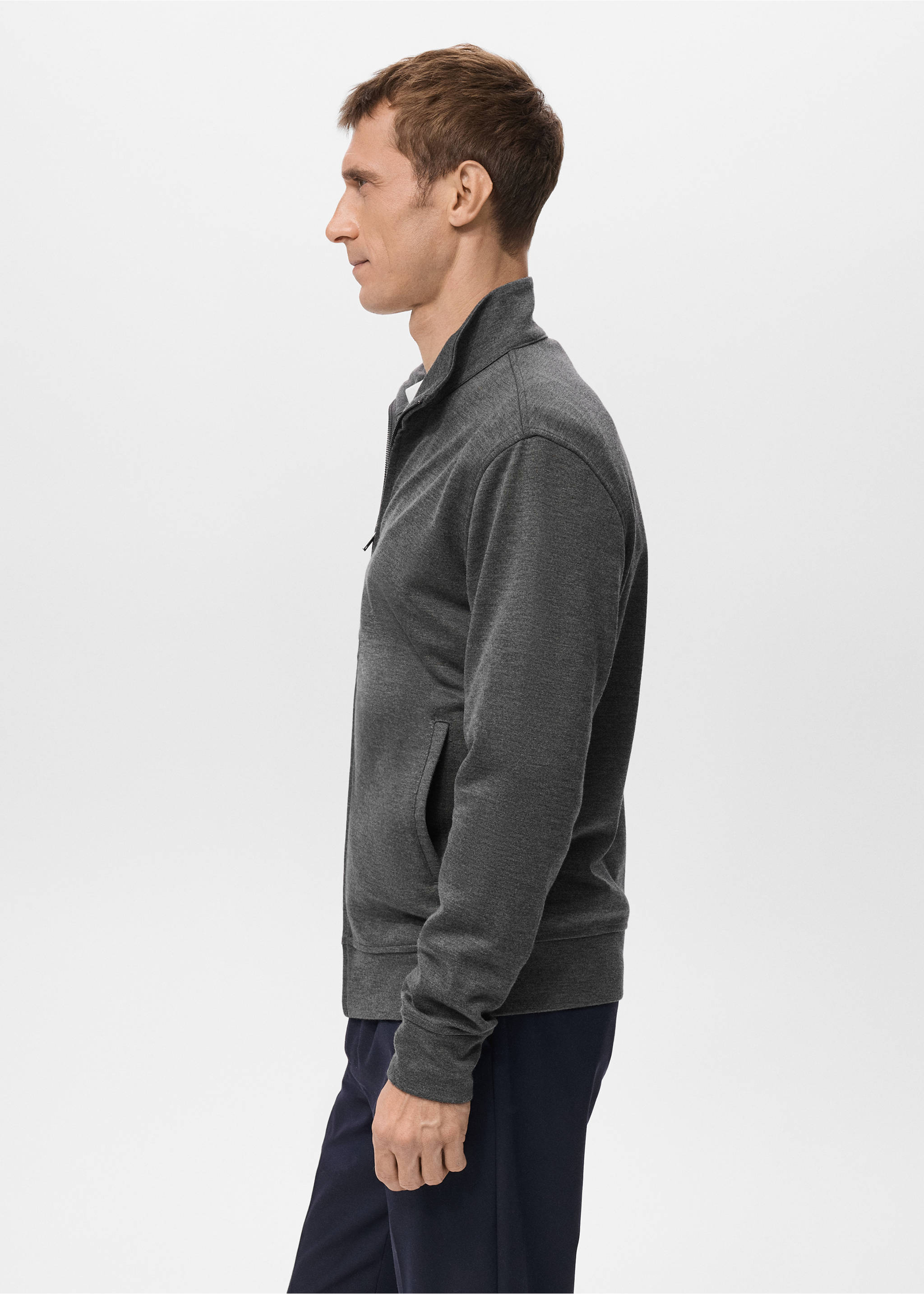 Sweatshirt com fecho de correr regular fit - Pormenor do artigo 6, Cinzento-mesclado escuro. Ref: 27032888-00.