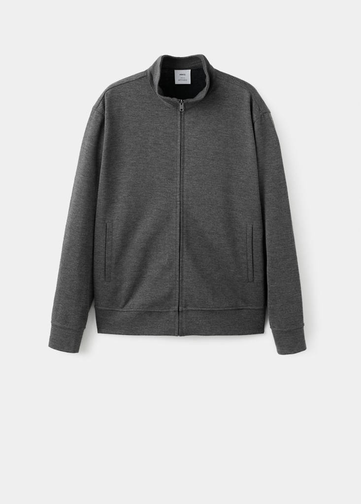 Regular-fit zip-up hoodie — Dark Heather Grey