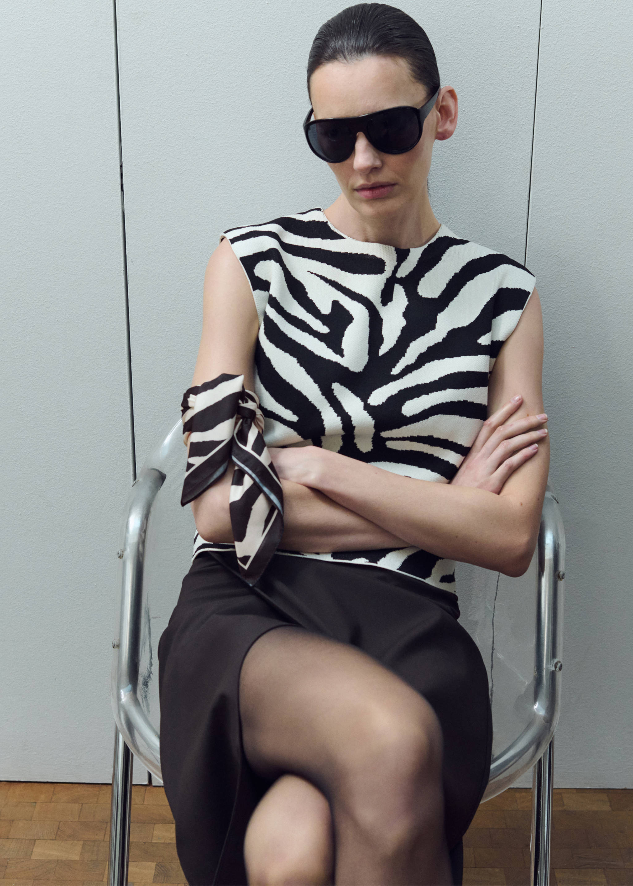 Zebra satin scarf - Details of the article 9