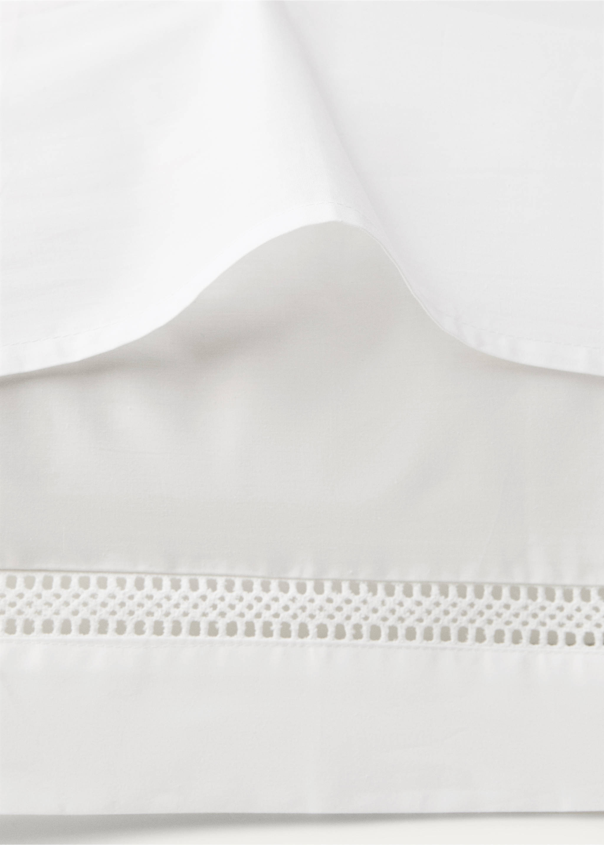 Two cotton percale pillowcases with inset 60x60 cm - Details of the article 2, White. Ref: 27032895-00.