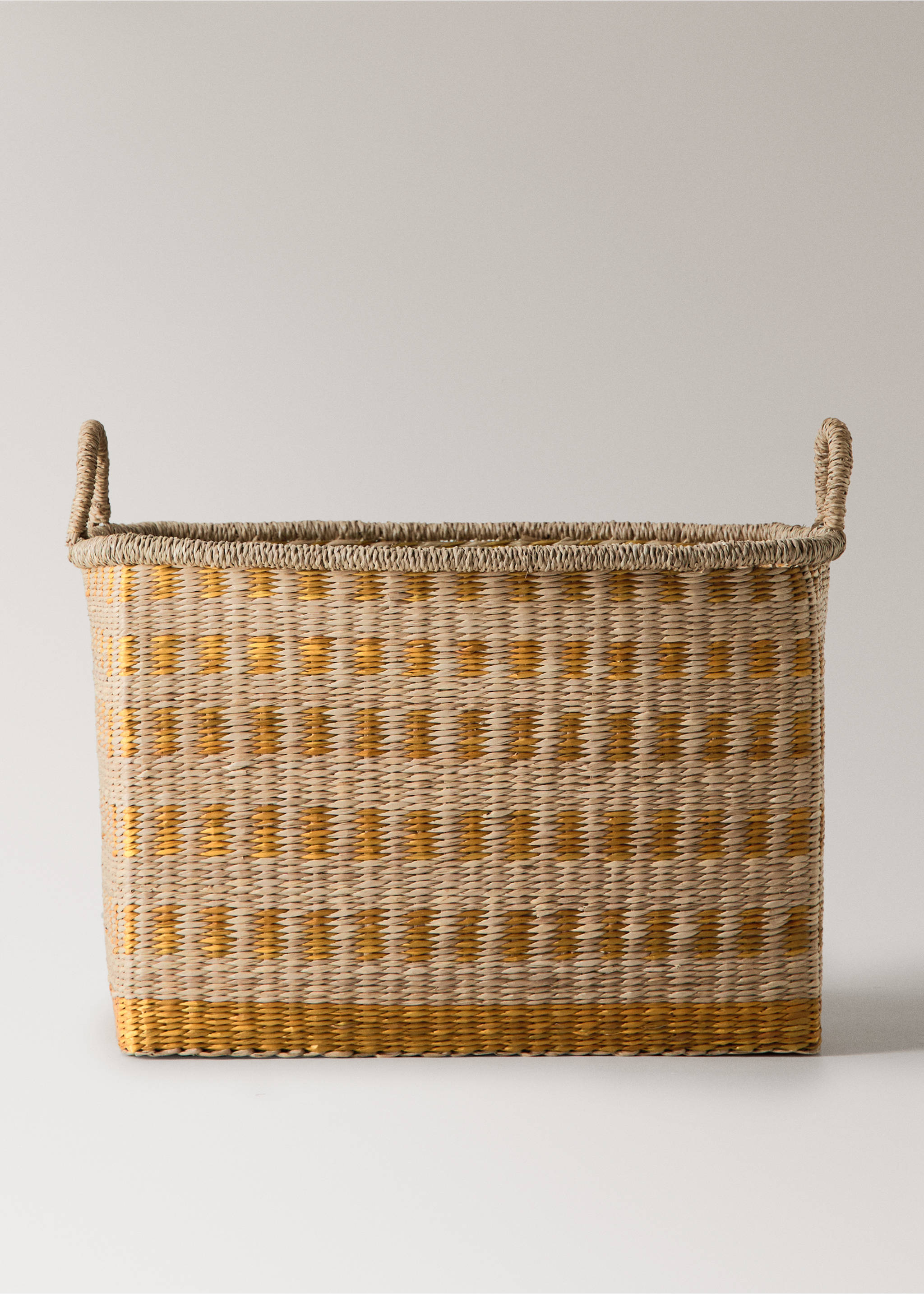 Large printed rectangular basket with large handles - Article without model, Dark Orange. Ref: 27032897-00.