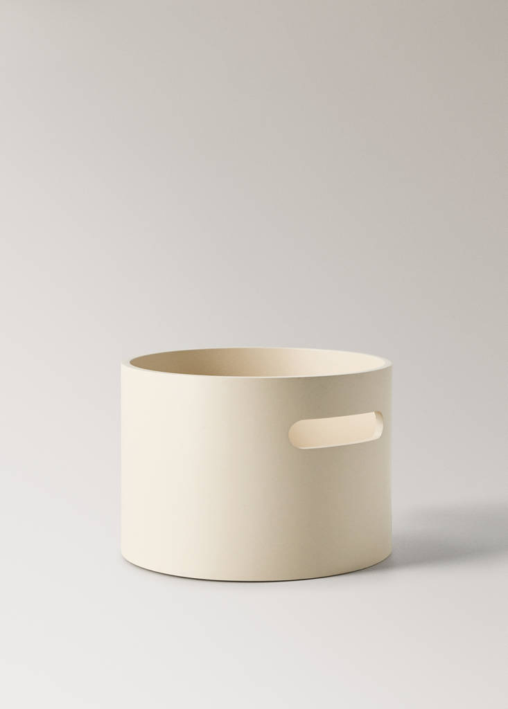 Large wooden children's box with rectangular handle — Ecru
