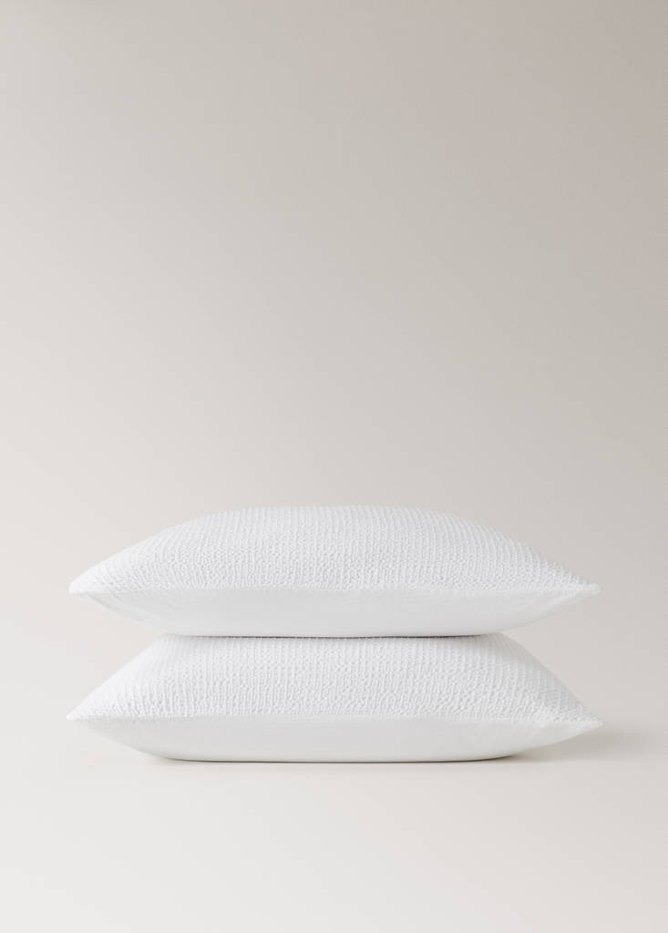 Two cotton waffle percale pillowcases 60x60 cm — White
