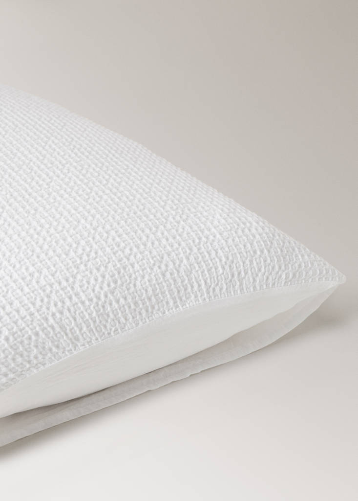 Two cotton waffle percale pillowcases 60x60 cm — White
