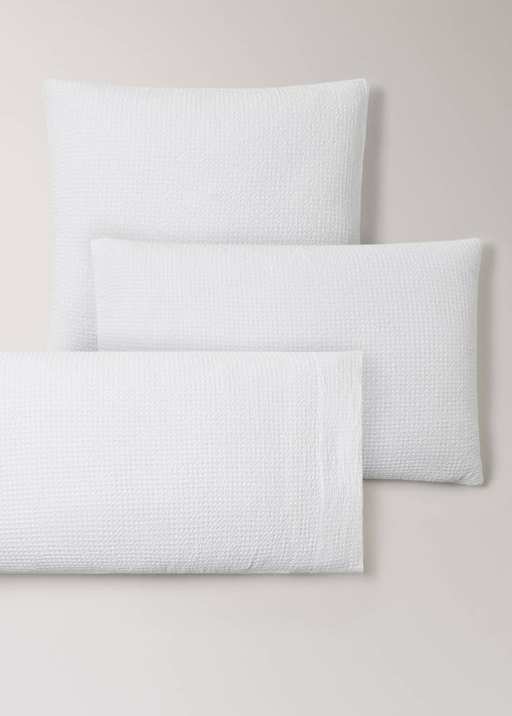Two cotton waffle percale pillowcases 60x60 cm — White
