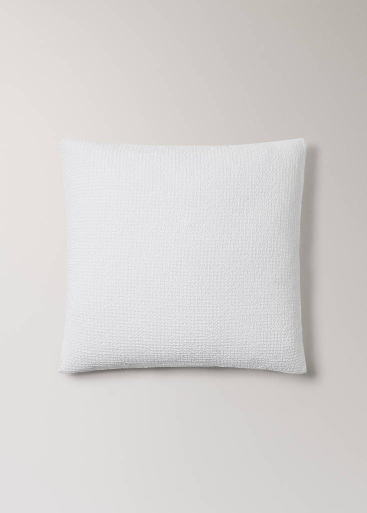 Two cotton waffle percale pillowcases 60x60 cm — White