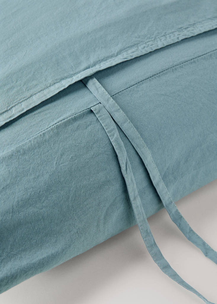 Two cotton pillowcases with tie closures 50x75 cm — Aqua Green