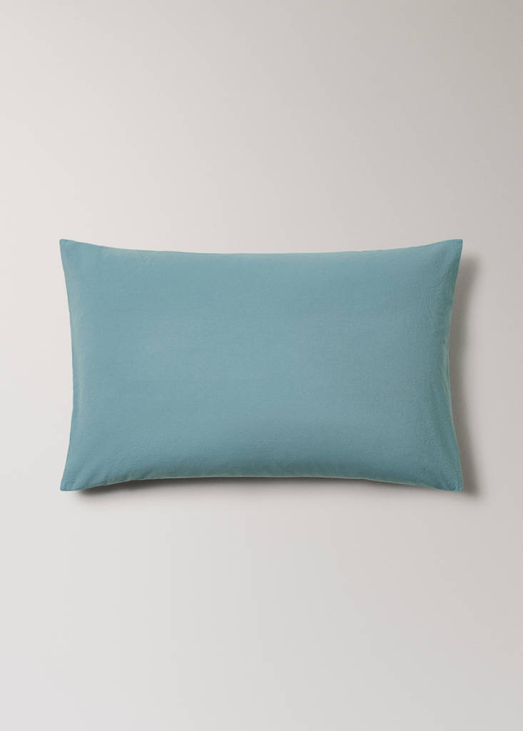Two cotton pillowcases with tie closures 50x75 cm — Aqua Green