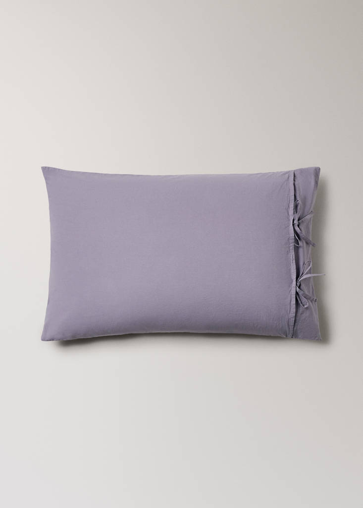 Two cotton pillowcases with tie closures 50x75 cm — Light/Pastel Purple