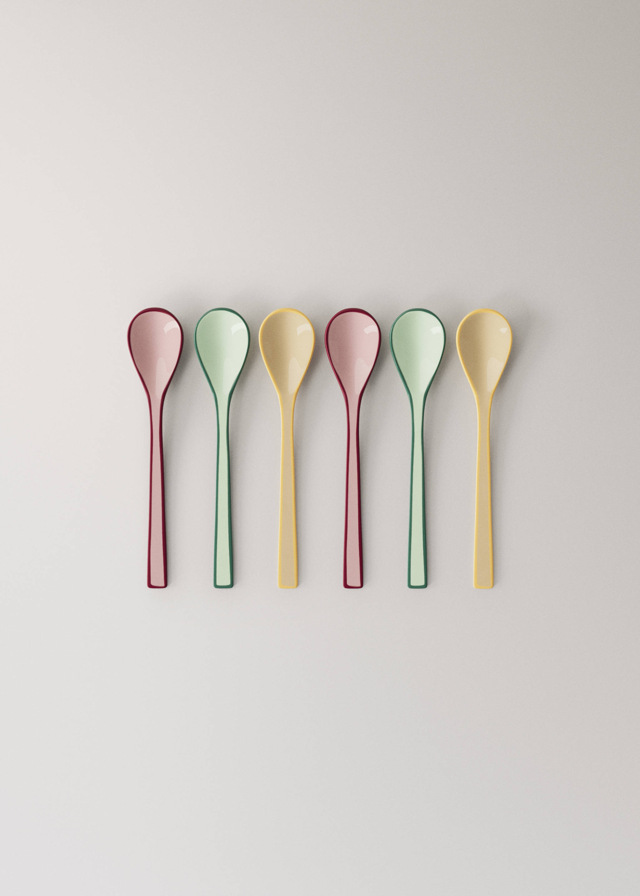 Pack of 6 coloured stainless steel coffee spoons - Article without model