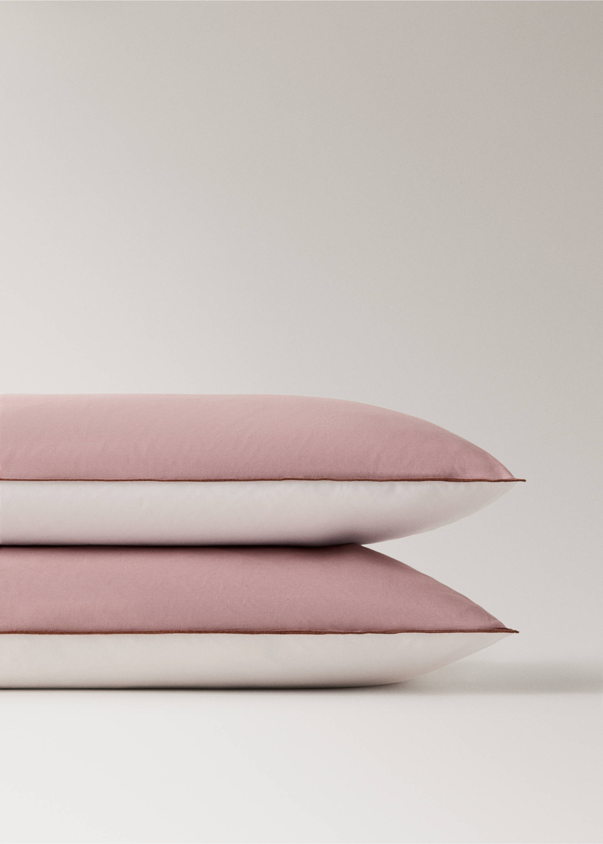 Deux taies d'oreiller percale de coton couleur réversible 50x75 cm - Détail de l'article 3, Rose. Ref: 27032920-00.