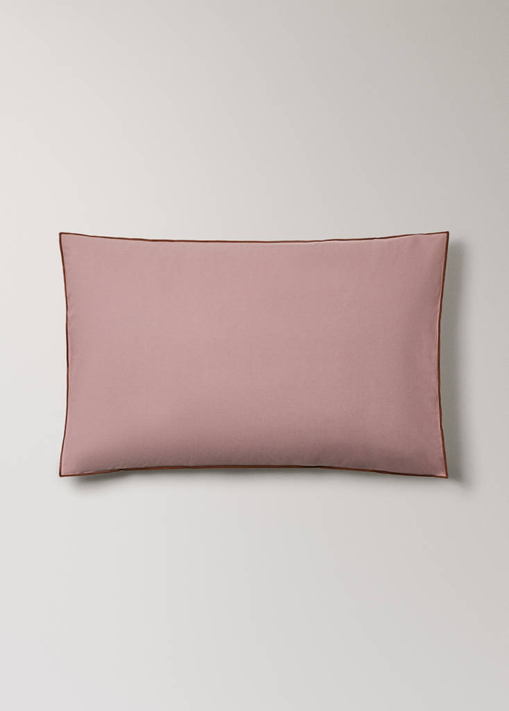 Two reversible colour percale cotton pillowcases 50x75 cm — Pink