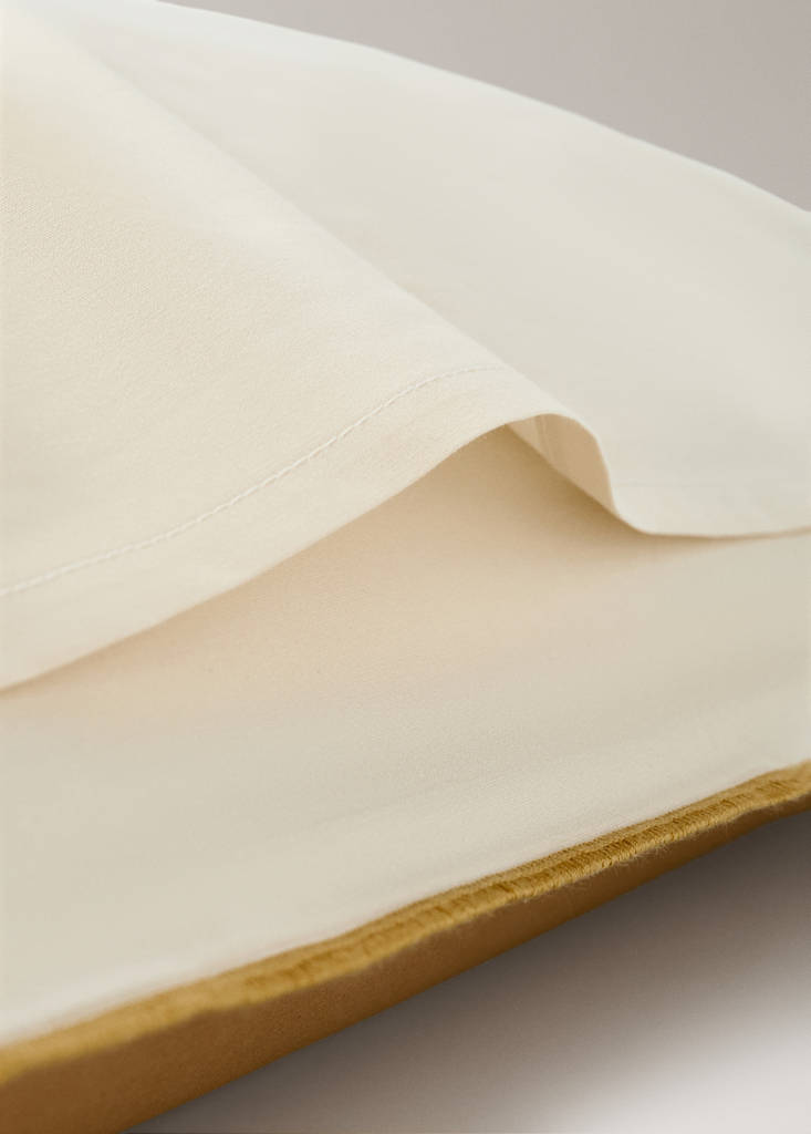 Two reversible cotton percale pillowcases 60x60 cm — Mustard