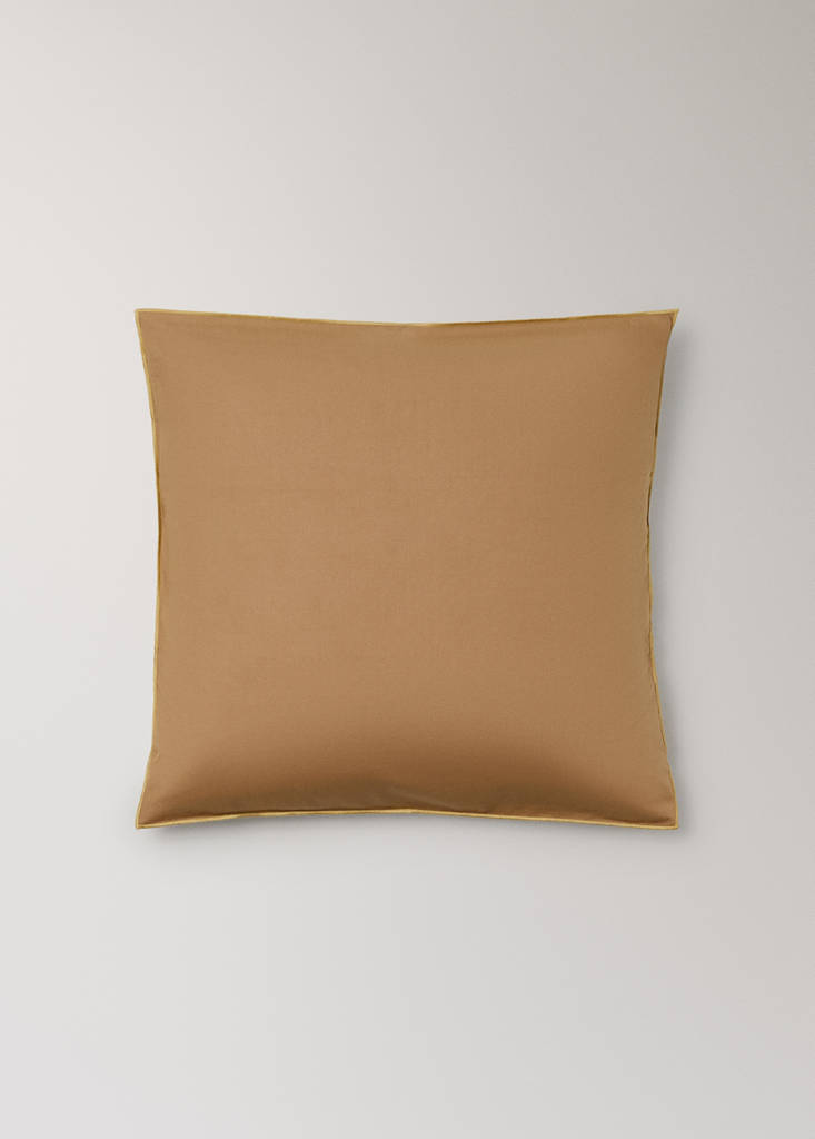 Two reversible cotton percale pillowcases 60x60 cm — Mustard