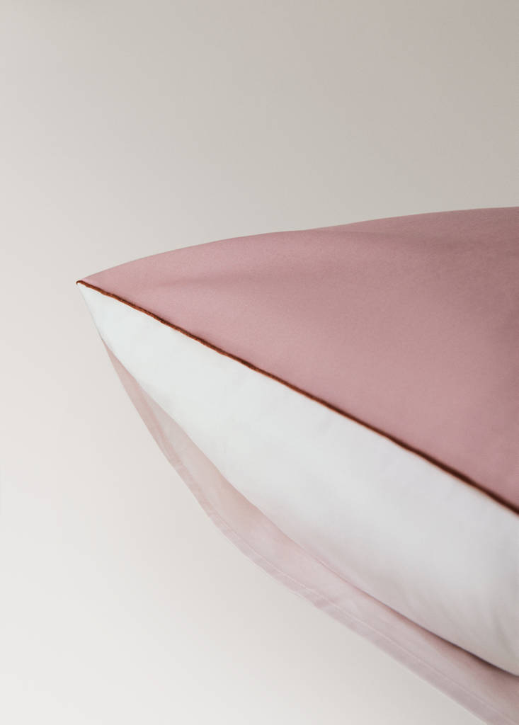 Two reversible cotton percale pillowcases 60x60 cm — Pink
