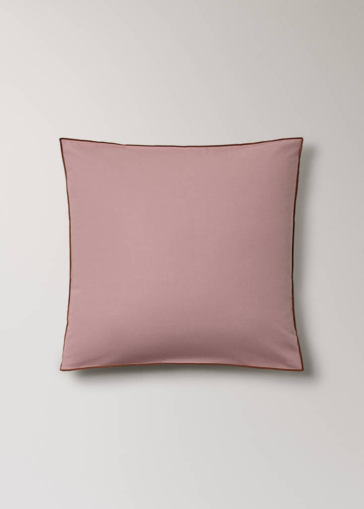 Two reversible cotton percale pillowcases 60x60 cm — Pink