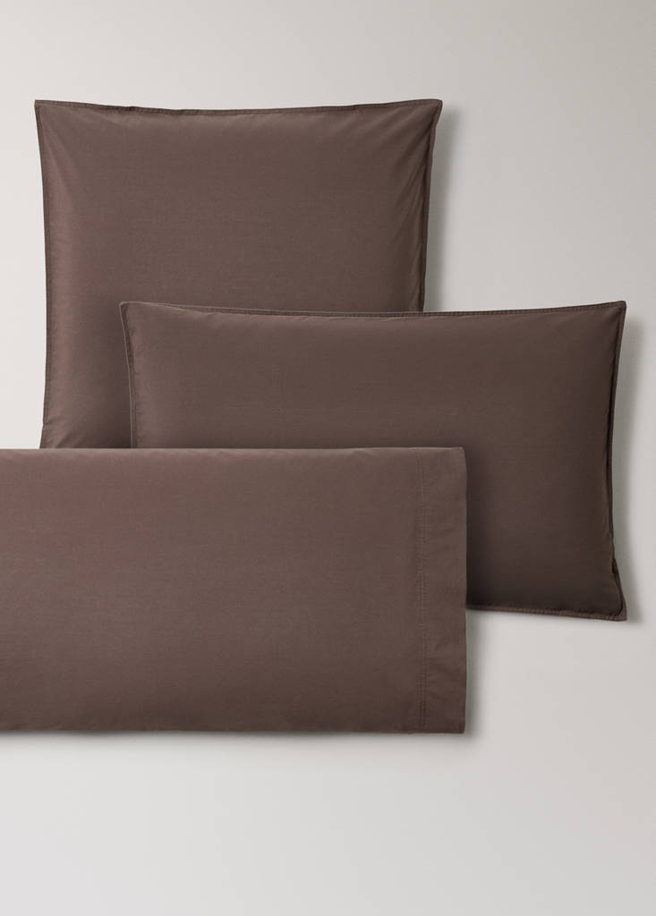 Two pillowcases double stitched 300 thread count cotton 50x75 cm — Tobacco Brown