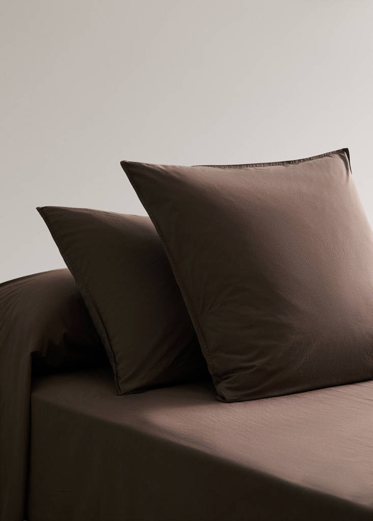 Two pillowcases double-stitched 300 thread count cotton 60x60 cm — Tobacco Brown