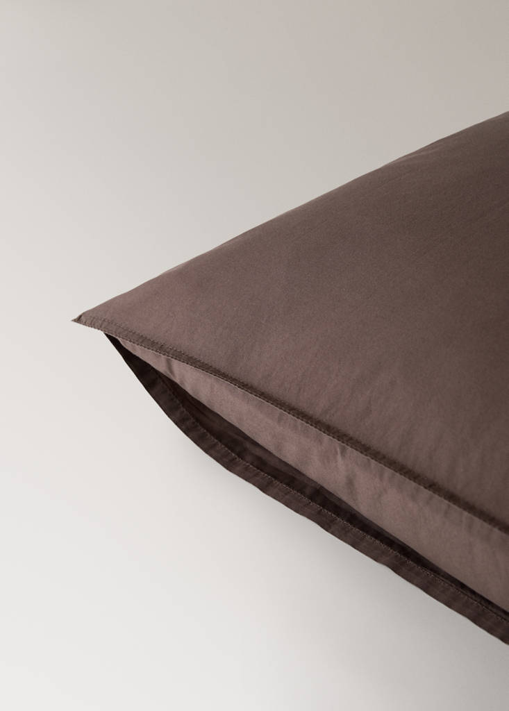 Two pillowcases double-stitched 300 thread count cotton 60x60 cm — Tobacco Brown