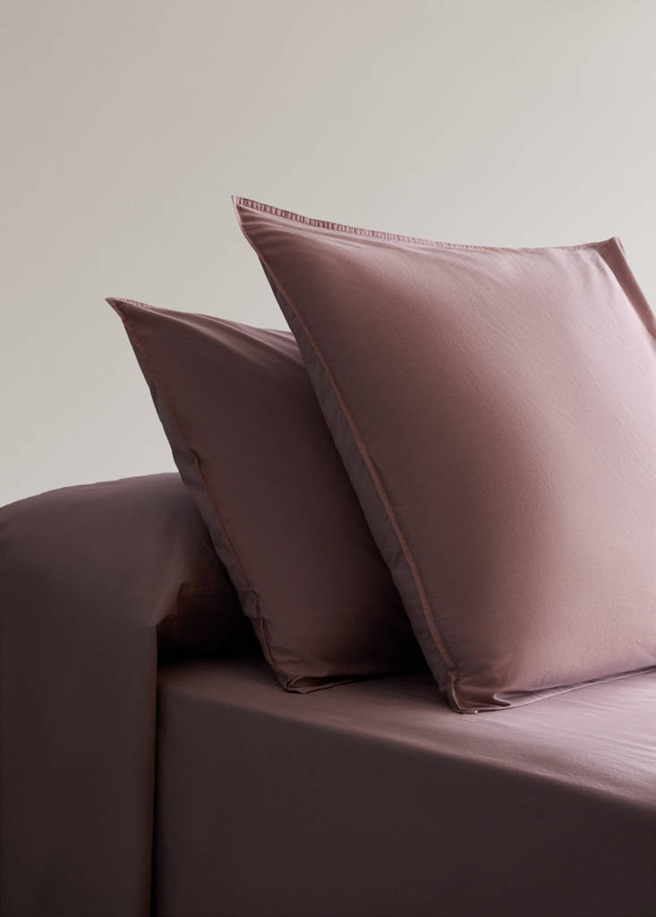 Two pillowcases double-stitched 300 thread count cotton 60x60 cm — Pale Pink