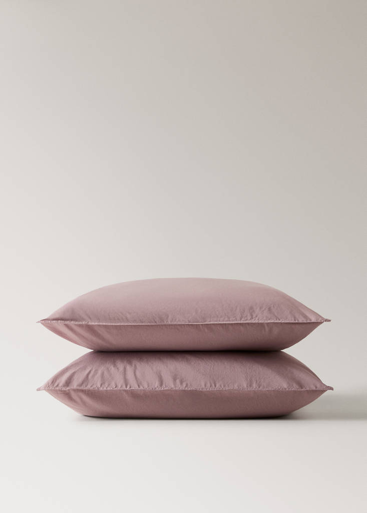 Two pillowcases double-stitched 300 thread count cotton 60x60 cm — Pale Pink