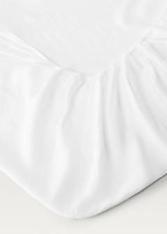 Washed linen fitted sheet for 135 cm bed — White 1