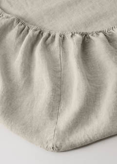 Washed linen fitted sheet for 135 cm bed — Sand 2