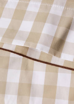 Vichy check percale cotton pillow covers 45x110 cm — Tobacco Brown 2