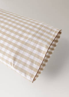 Vichy check percale cotton pillow covers 45x110 cm — Tobacco Brown 3