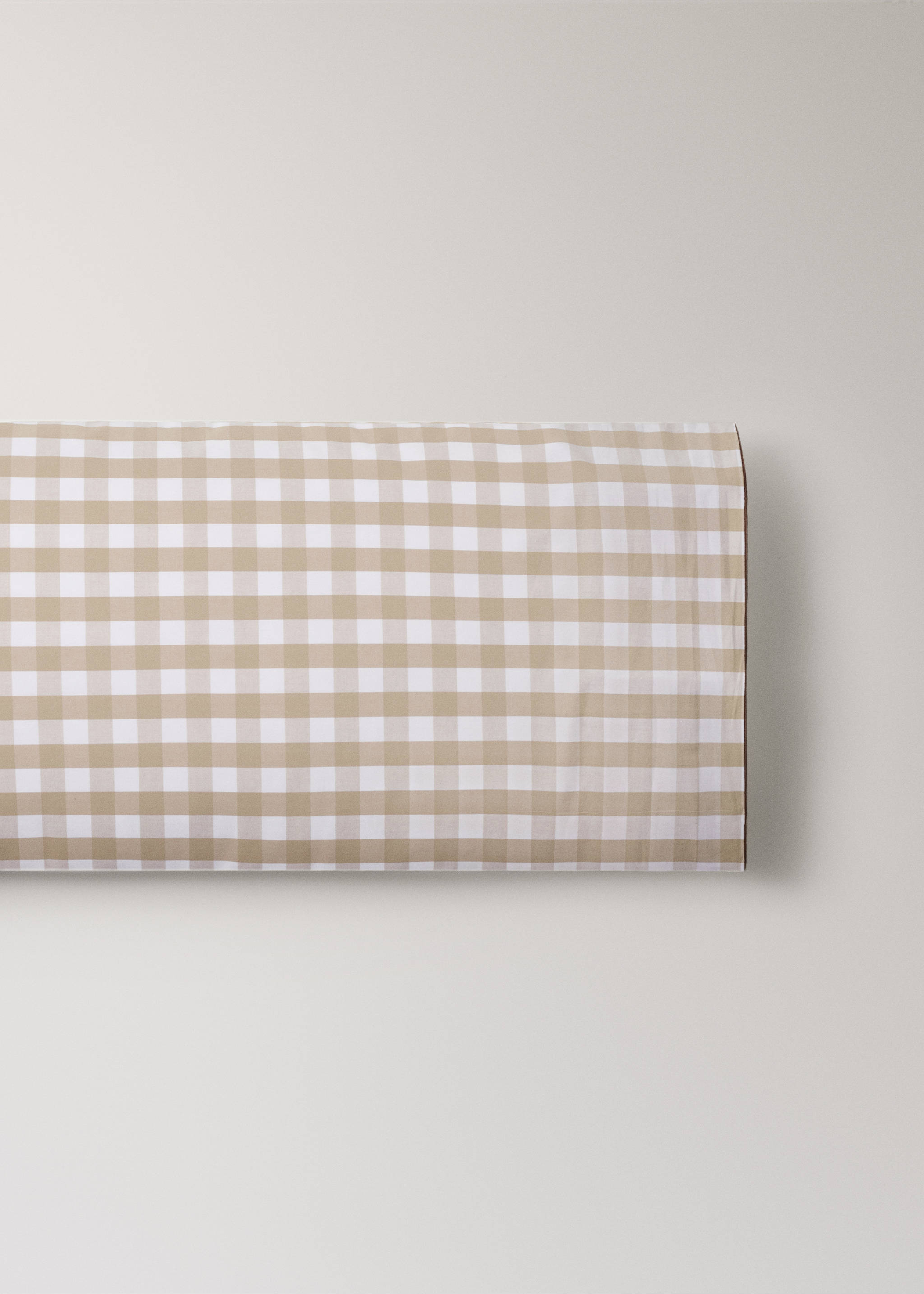 Vichy check percale cotton pillow covers 45x110 cm - Article without model, Tobacco Brown. Ref: 27032934-00.