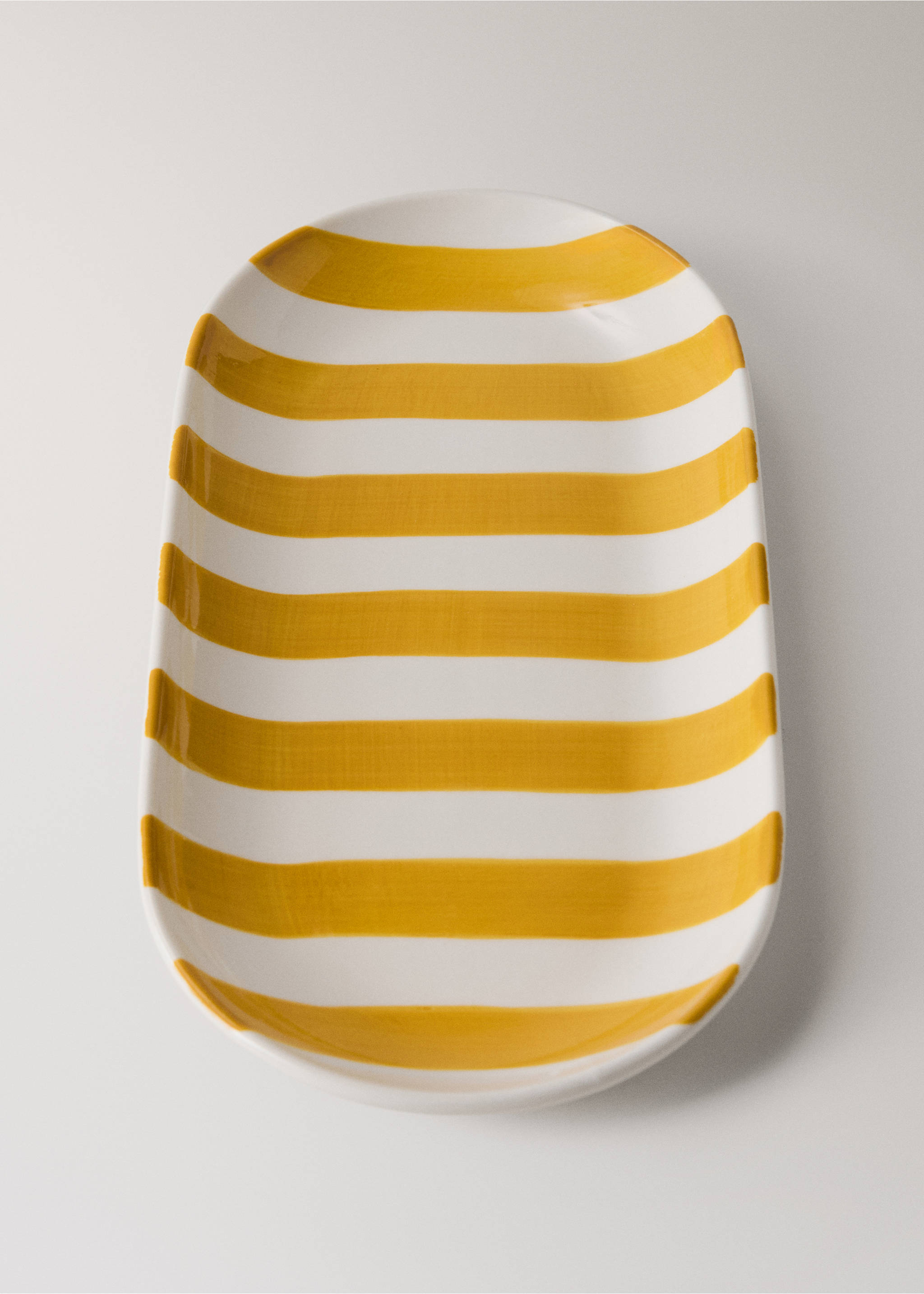 Keramički pladanj za kupaonicu s oslikanim prugama - Detalji artikla 1, Senf žuta. Ref: 27033282-00.