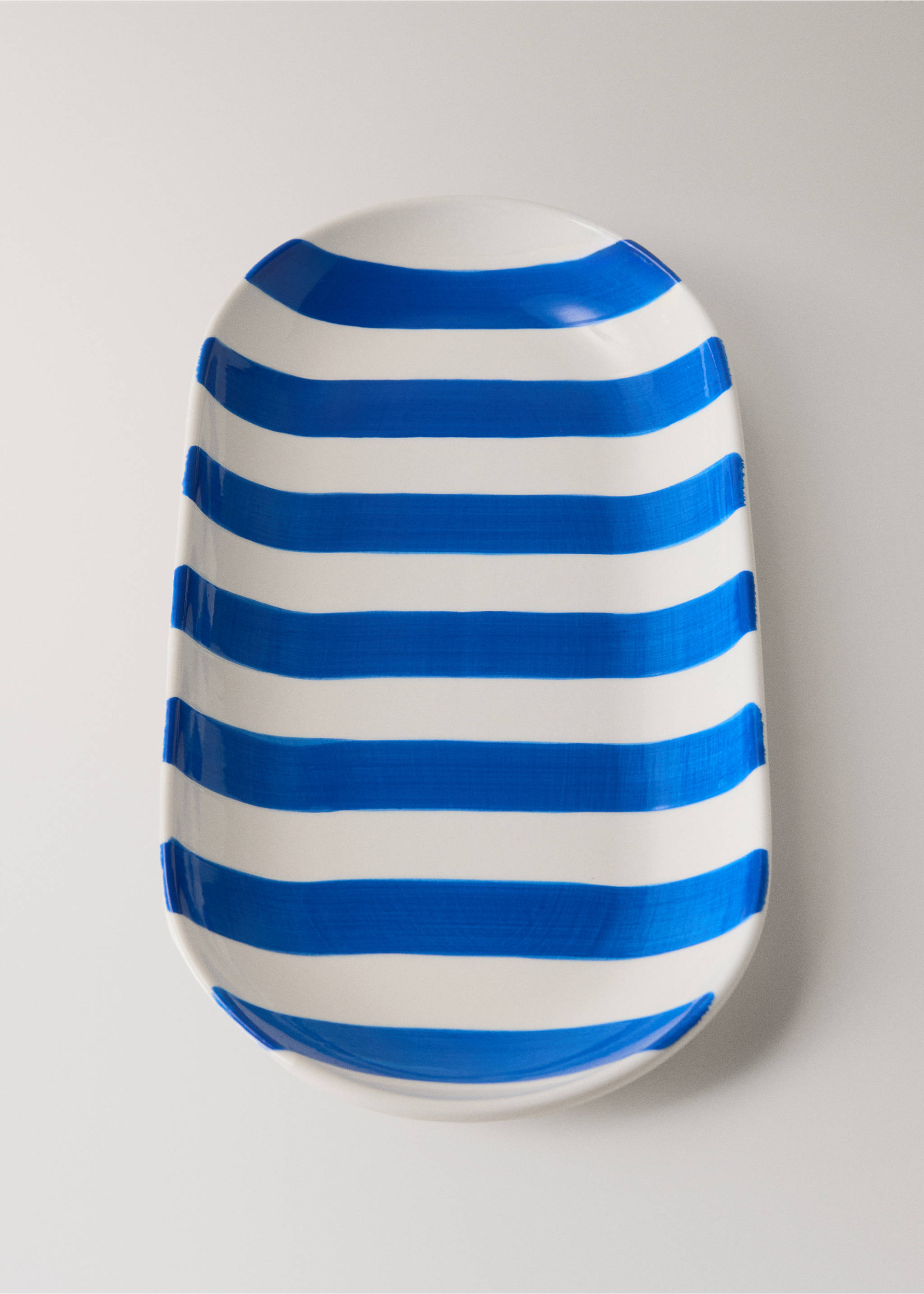 Ceramic bathroom tray with painted stripes - Details of the article 1, Blue. Ref: 27033282-00.